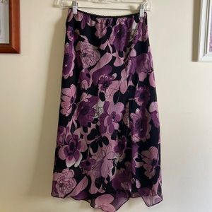 Purple Floral Skirt, Double Layered (Size S)